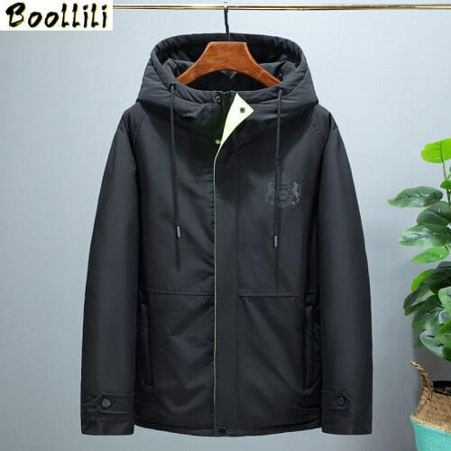 Boollili Down Jacket Men Korean Hooded Winter Coat Men White Goose Down Puffer Jacket Men Warm Doudoune Homme