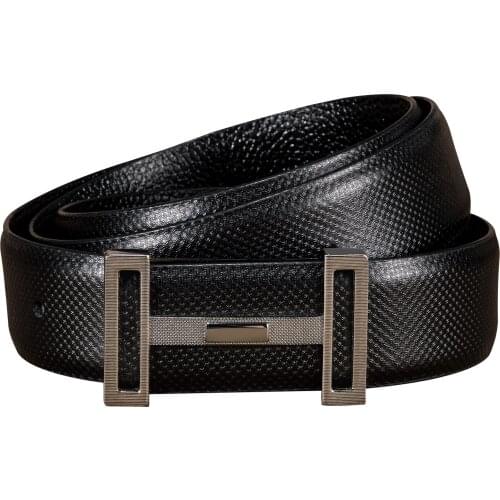 Barry.Wang Men Belt Black Smooth Buckle Belts for Man Designer Top Quality for Jeans New Fashion Causal Cowskin Leather Belt