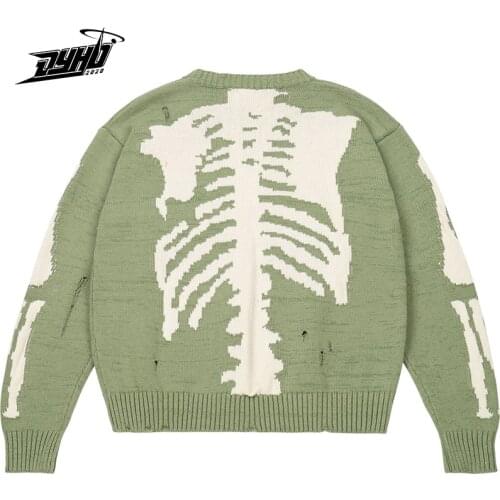 Fashion Streetwear Oversized Knitted Sweater Men Vintage Desert Print Sweater Cotton Harajuku Pullover Sweater Women 2021 Autumn