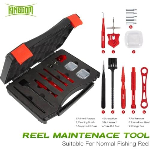 Kingdom Repair Tools Kits Baitcasting Reel Maintenance Set Spool Disassembling Device Pin Bearing Remover Fishing Tackle Tool