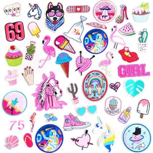 Watermelon Cactus Horse Iron-On Patches Cloth Mend Decorate Clothes Apparel Sewing Decoration Applique Badges Pink Bird Girl