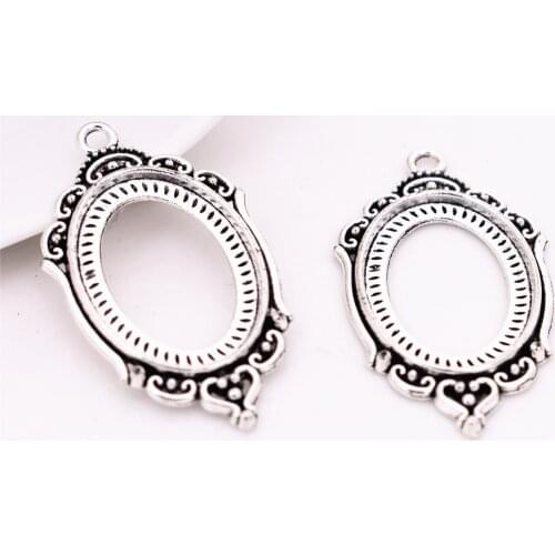 New Fashion 4pcs 18x25mm Inner Size Antique Silver Plated Simple Style Cabochon Base Cameo Setting Charms Pendant-A4-39