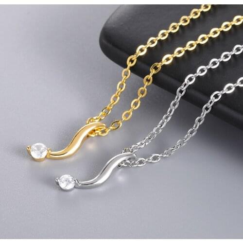 New Stainless Steel Line Zircon Necklace Fastness Shiny Pendant Minimalist For Girl Wife Fine Accessories High Quality Jewelry