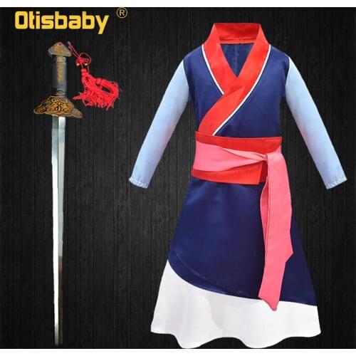 New Movies Halloween Child Hua Mulan Costume Christmas Girls Mulan Dress Children Traditional Chinese Clothes Mulan Hair Sword