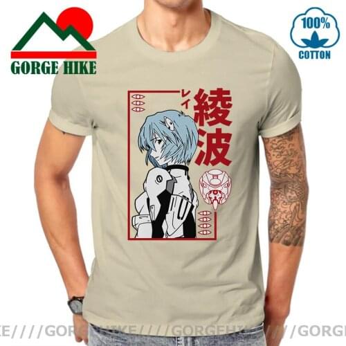 JAPAN Anime Rei Ayanami Evangelion Funny T Shirt Men New Black Casual Short Sleeve Tshirt Homme Manga Unisex T-shirt Tee Costume