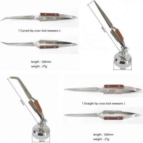 Curved Tip Straight Tip Tweezers Cross Selflock Craft Tweezers With Universal Adjuster Jewelers Soldering Repair Tools