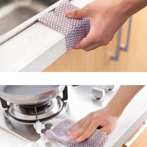 New Portable 50PCS/Roll Disposable Oil Proof Water Absorbent Scouring Pad Kitchen Dishes Bowls Tableware Cleaning Cloth
