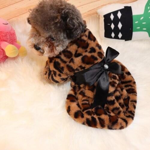 Sexy Leopard Dog Dress Winter Dog Clothes Pet Clothing Pomeranian Yorkshire Terrier Costume Poodle Schnauzer Bichon Puppy Coat