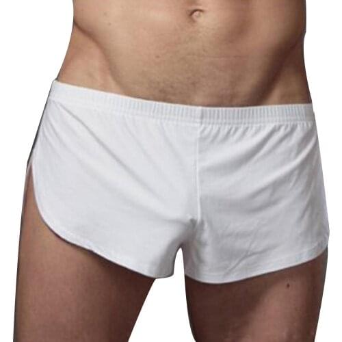 Loose Comfy Mens Shorts Side Split Underwear Shorts Solid Color Casual Elastic Waistband Underwear Home Sportswear