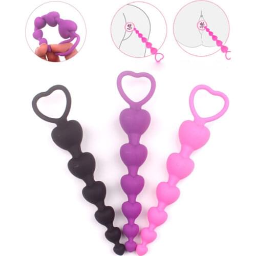 Silicone Anal Plug Butt Plug Heart Shape Anal Beads Sex Toys for Gay Couple Masturbator Sexy Dildo Prostate Toy Silicon G Spot