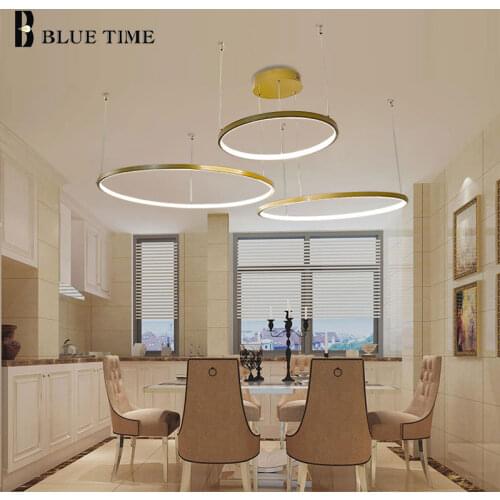 Modern Led Chandeliers 3Circle Gold&Black Ceiling mount Led Chandelier Lighting For Living room Dining room Kitchen Bedroom Lamp