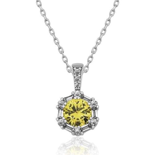 Tevuli 925 Sterling Silver Wheat Yellow Baget Cubic Zirconia Women Necklace