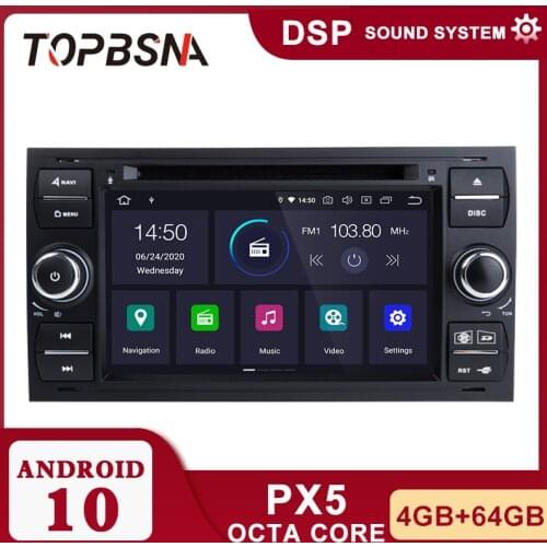 TOPBSNA PX6 Android 10 Car Multimedia Player for Ford Mondeo S-max Focus C-MAX Galaxy Fiesta transit Fusion Connect kuga GPS DSP