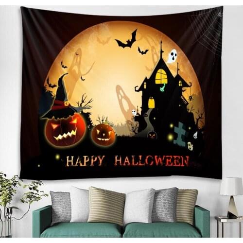 Horror Pumpkin House Halloween Decoration Tapestry Party Decoration Tapestry Mandala Mysterious Bohemian Wall Tapestry Hanging