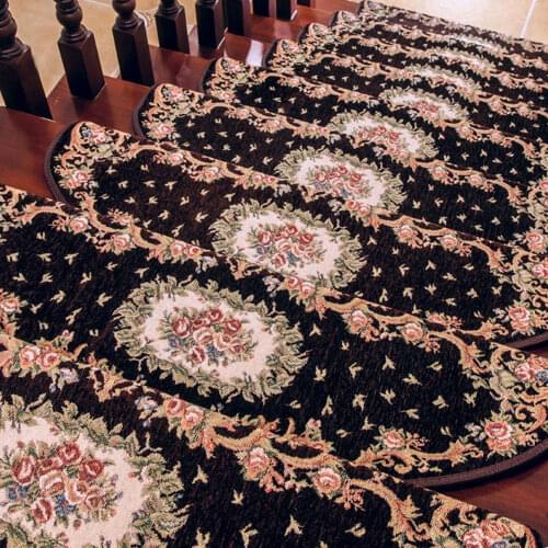 High-Grade Tape-Free Stair Treads Mats Carpets Non-Slip Grid Bullnose Carpets For Staircase 3 Colors 3 Edgefold Sizes