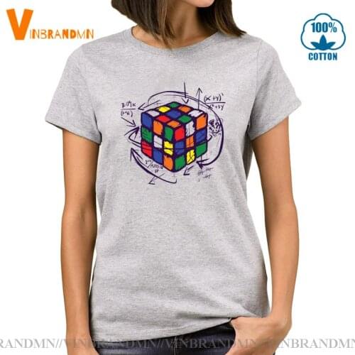 Funny Creative Magic Cube Tshirt The Big Bang Theory tshirt Geek Math Cube tee shirt Mathematical equation on Cube Women Tshirts
