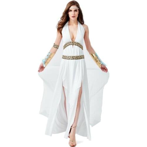 Ladies Roman Princess Toga Fancy Dress Sexy Greek Goddess Grecian Outfit for Female Halloween Cosplay Costume