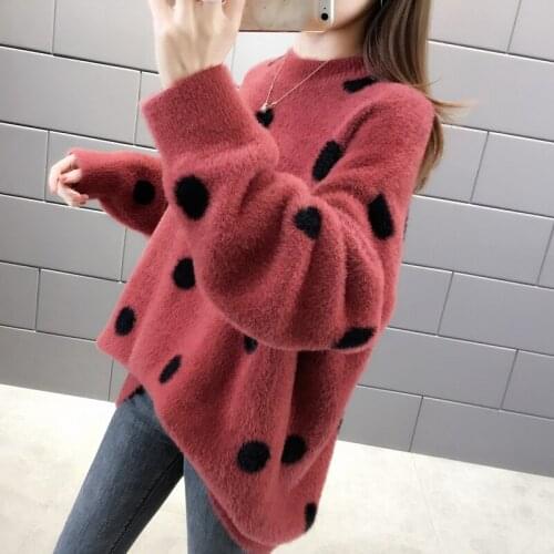 Mujer Imitation Mink Velvet Sweater Mid-length Winter New Half-high Turtleneck Sweater Extra Large Size Womens Sweaters Z713