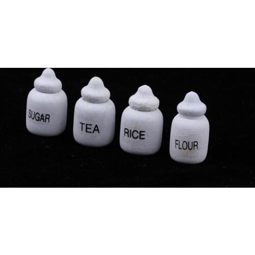 1/12 Dollhouse Miniature Flavoring Storage Jars Condiment Bottles 4 Pieces