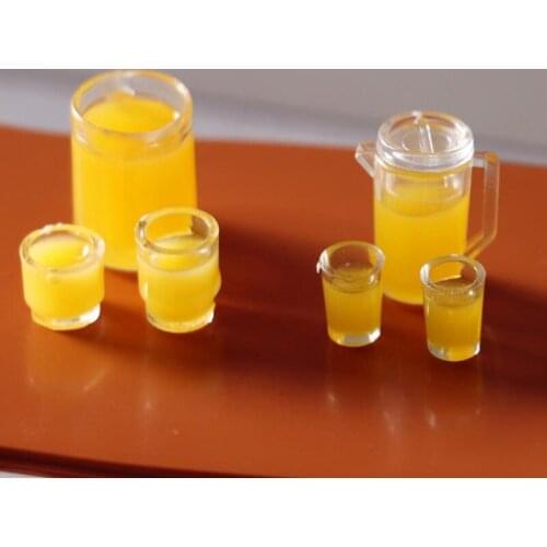 1Set 1:12 Dollhouse Miniature Food Drink Orange Juice Bottle+Cup Kitchen Decor For Dollhouse Decoration New