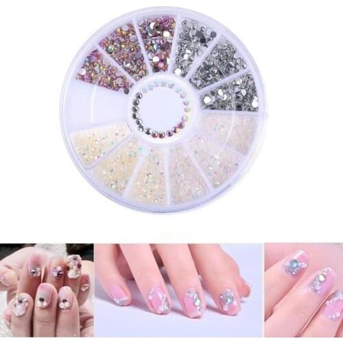 1 Box of Color Jelly Resin 3D Manicure Flat Back Water Drill Gem DIY Manicure Water Drill Manicure Accessories Color Random