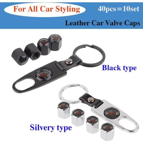 10set Car Styling Leather Key Ring Car Rim Tire Valve Caps Dust-proof Accessory For All Car Accessory