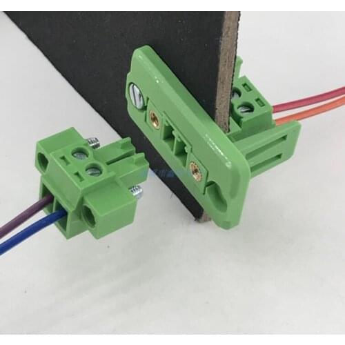 5sets Pitch 3.81mm-2/3/4/5/6/7/8/9 / 10P green through the wall pluggable male and female plug-in copper terminal connector