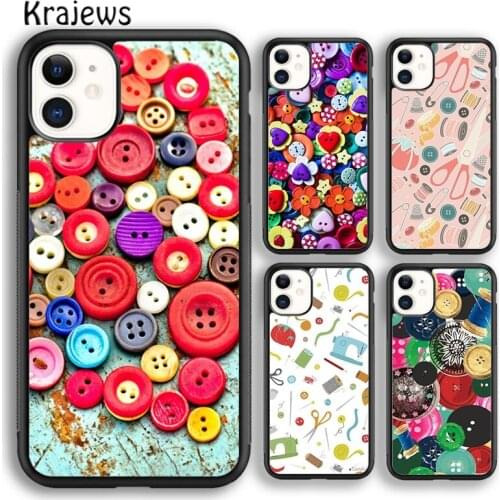 Krajews Sewing Scissors Buttons Phone Case Cover For iPhone 5s 6s 7 8 plus X XR XS 11 12 pro max Samsung Galaxy S8 S9 S10 Plus