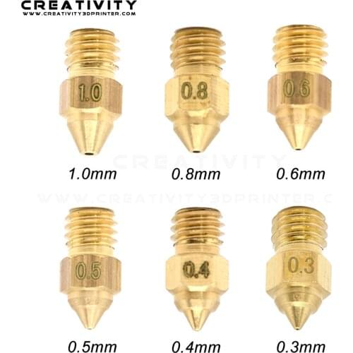 5PCS 0.3mm 0.4mm0.6mm 0.8mm1.0mm Nozzle 0.4MM Hotend Extruded Nozzles For CR-6 SE 3D Printer