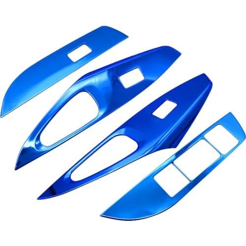 For 2021 Toyota Corolla LHD Door Window Glass Lift Control Switch Panel Cover Trim Stainless Steel /Blue