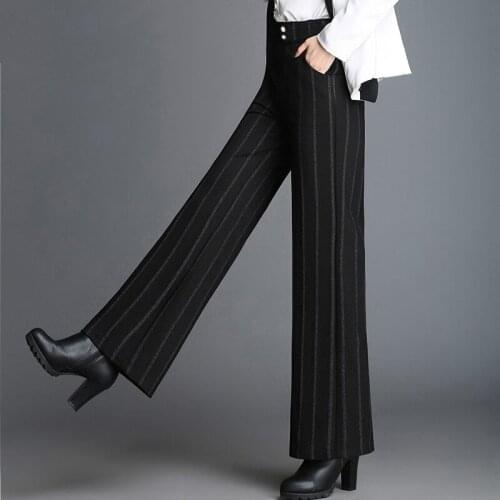 Middle Aged Women Spring Summer Plus Size Loose Cotton Striped Mother Long Pants Female Casual Thin Elastic Waist Trousers A229