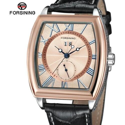 Forsining Luxury Shanghai Movement Waterproof Calendar Minimalist Design Genuine Leather Mens Automatic Watches Top Brand Luxury