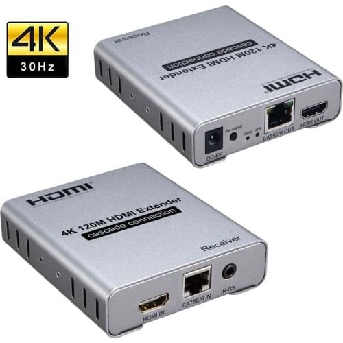 HDMI Extenders 4K@30HZ 1080P 120M By Ethernet RJ45 CAT5e/6 Cable Local Loop-out With IR Remote