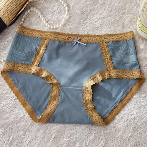 Cotton Panties Womens Underwear Skin Friendly Soft Seamless Underpants Bow Badge Panty Solid Color Lingerie Women Sexy Lingerie
