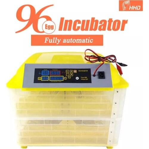 HHD 96 Egg Incubator Farm Brooder Fully Automatic Hatchery Machine Capacity Hatcher 12V 220V Digital Control Poultry Incubator