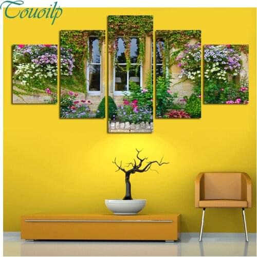 5 PCS Full Diamond Embroidery window flowers Diy Diamond Paintings Full spuare Mosaic wall art Modular pictures stickers decor