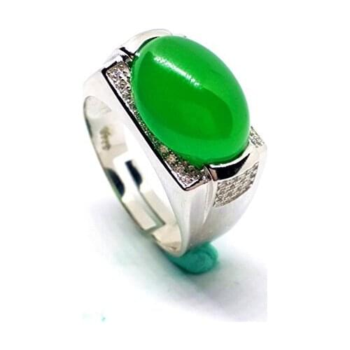 Koraba Fine JewelryNatural Green Jade Ring Round 925 Silver Finger Circles Adjusted Free Shipping