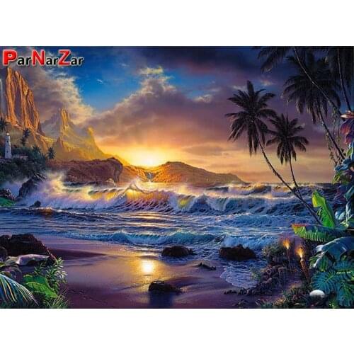 ParNarZar 5D DIY Diamond Painting Kits - Sunset and Beach - For Home Wall Decorations