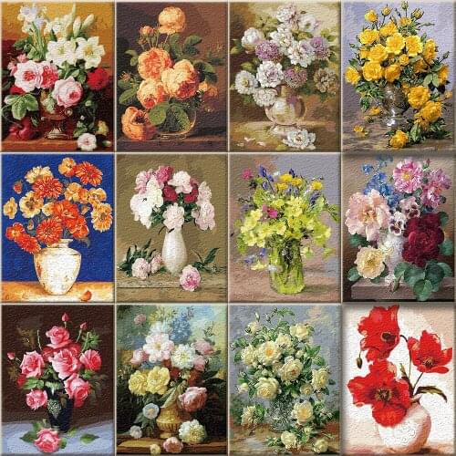 Paint By Number Landscape Beautiful Flowers DIY Decorative Canvas Paintings Hand Painted Home Decor For Living Room Art Supplies