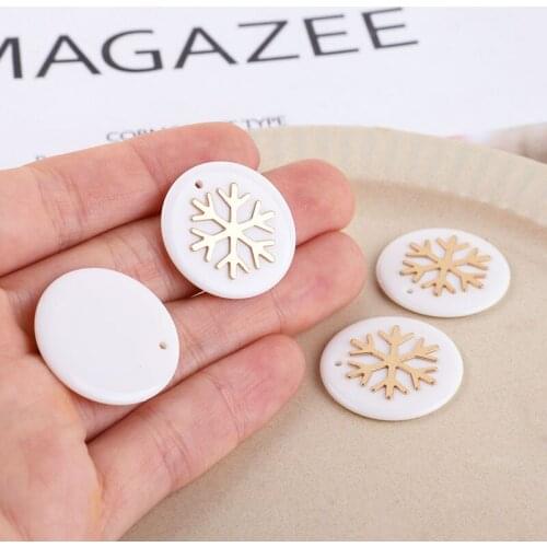 4pcs Creative resin round fashion statement earrings 2020 snowflake copper sheet pendant jewelry necklace accessories materials