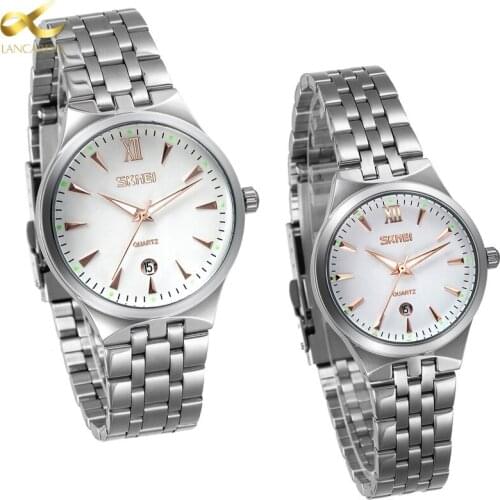 Lancardo Brand Couple Quartz Stainless Steel Watches Casual Luxury Watch Women Men Lovers Wristwatch Simple Relogio Masculino