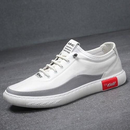 2021 New Style Men Spring Genuine Leather Men Shoes Fashion Casual Comfortable White Walking Sneakers