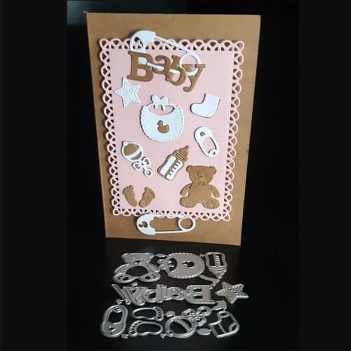 New Cute Baby bear Suit Set Metal Cutting Dies Stencils DIY Scrapbooking Decorative Craft Photo Album Embossing Folder