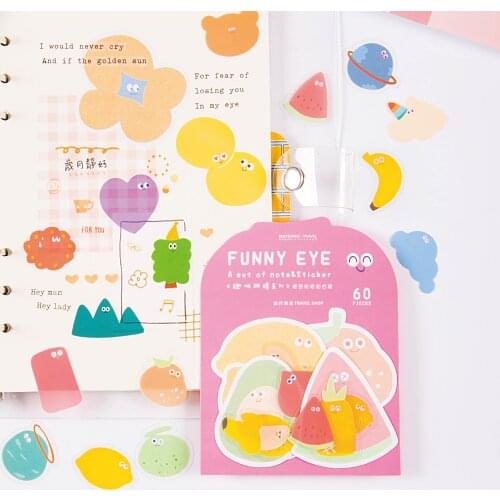 Funny Eye Stickers Set Cartoon Cute Little Planet Candy Forest Animal Fruit Cloud Heart Note Sticker Gift Diary Decoration F475