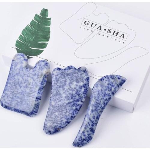 Natural Sodalite Gua Sha Massage Stone Face Neck Back Foot Gusha Tool China Traditional SPA Acupuncture Scraping guasha