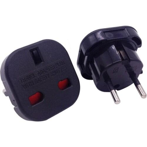 New Universal Travel UK to EU Euro Plug AC Power Charger Adapter Converter Socket Black Power Plug Adaptor Connector