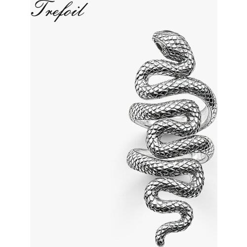 Blackened Long Snake Wedding Bands Rings, 925 Sterling Silver Fashion Jewelry Bohemia Party Boho Gift For Women Girls 2018 New
