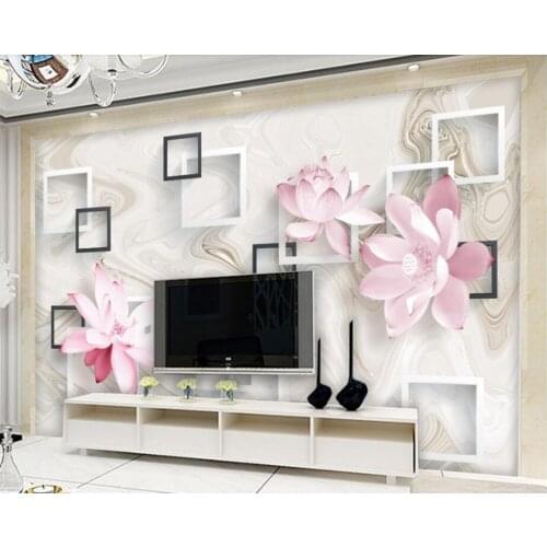 Papel de parede Modern aesthetic box lotus 3d wallpaper, living room sofa TV backdrop bathroom bedroom wall papers home decor