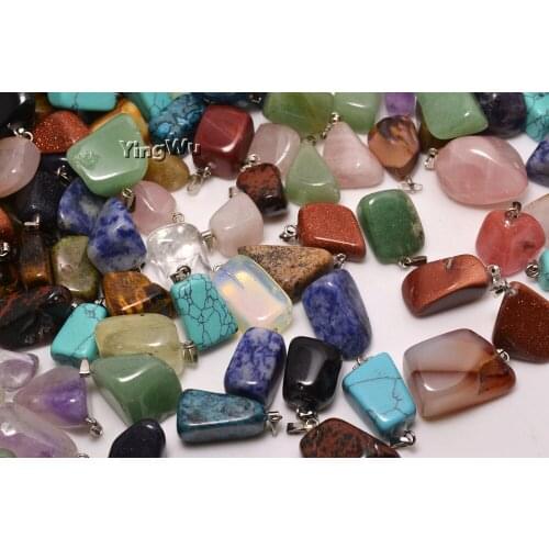 Yingwu Wholesale 48pcs Lot Natural Stone Pendants Irregular Shape Crystal Agates For Necklace Pendant for Jewelry Making