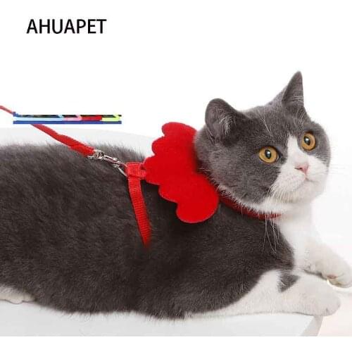 Cute Cat Harness And Leash Set Wings Angel Harness For Cats Dog Collar Lead Chihuahua Adjustable Walking Leash Teddy Supplies